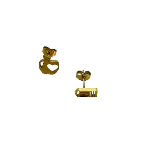earrings steel gold apple and pencil2